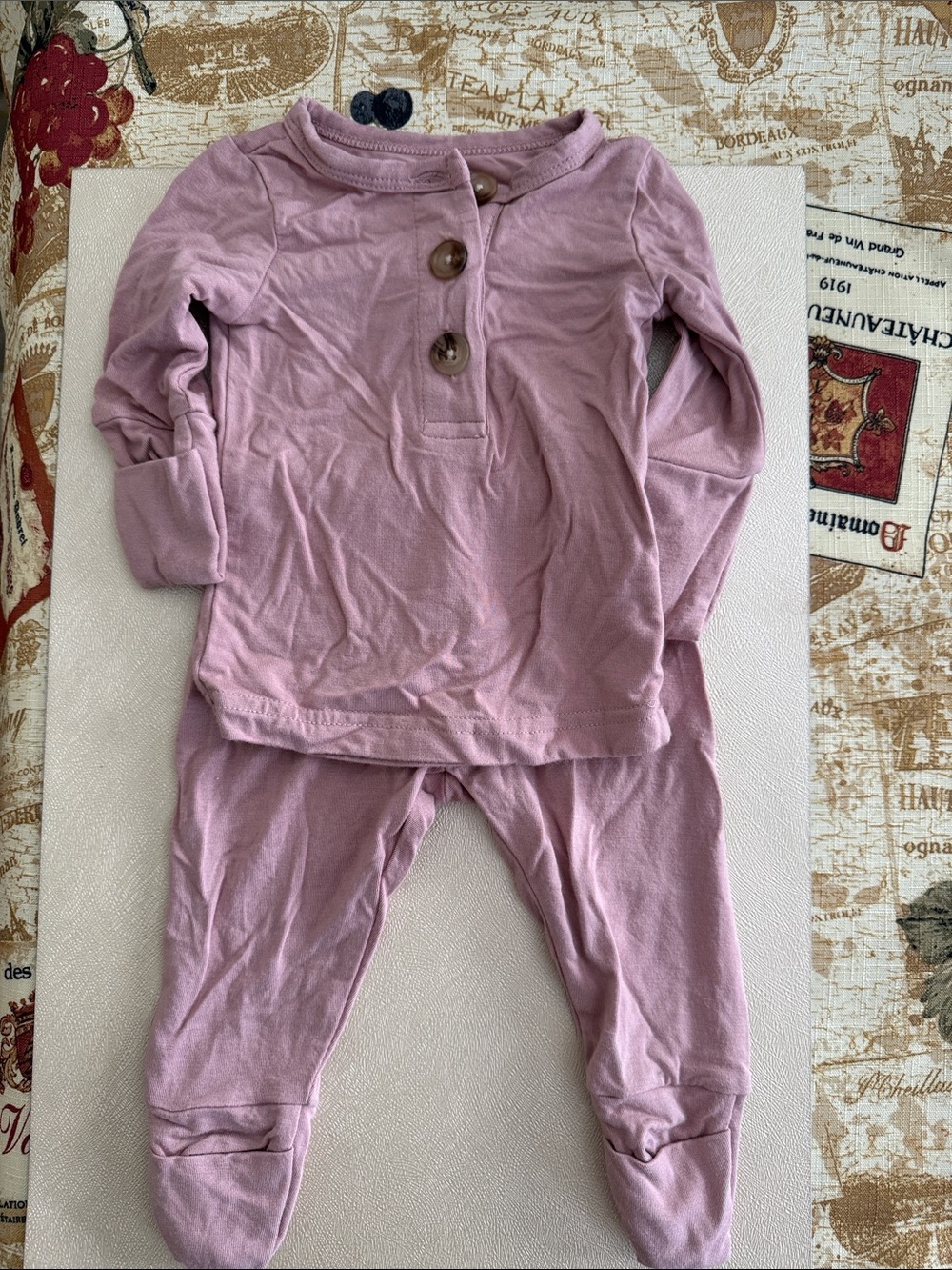 Caden Lane Mauve Two-Piece Footed Pajama Set